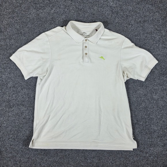 Tommy Bahama Other - Tommy Bahama Mens Supima Cotton Polo Shirt Off White Cream Marlin Logo Size L